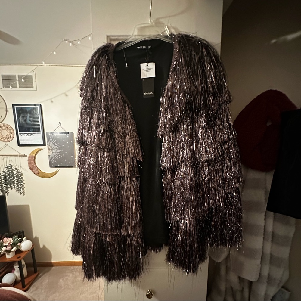 NWT nasty gal fringe tinsel jacket!